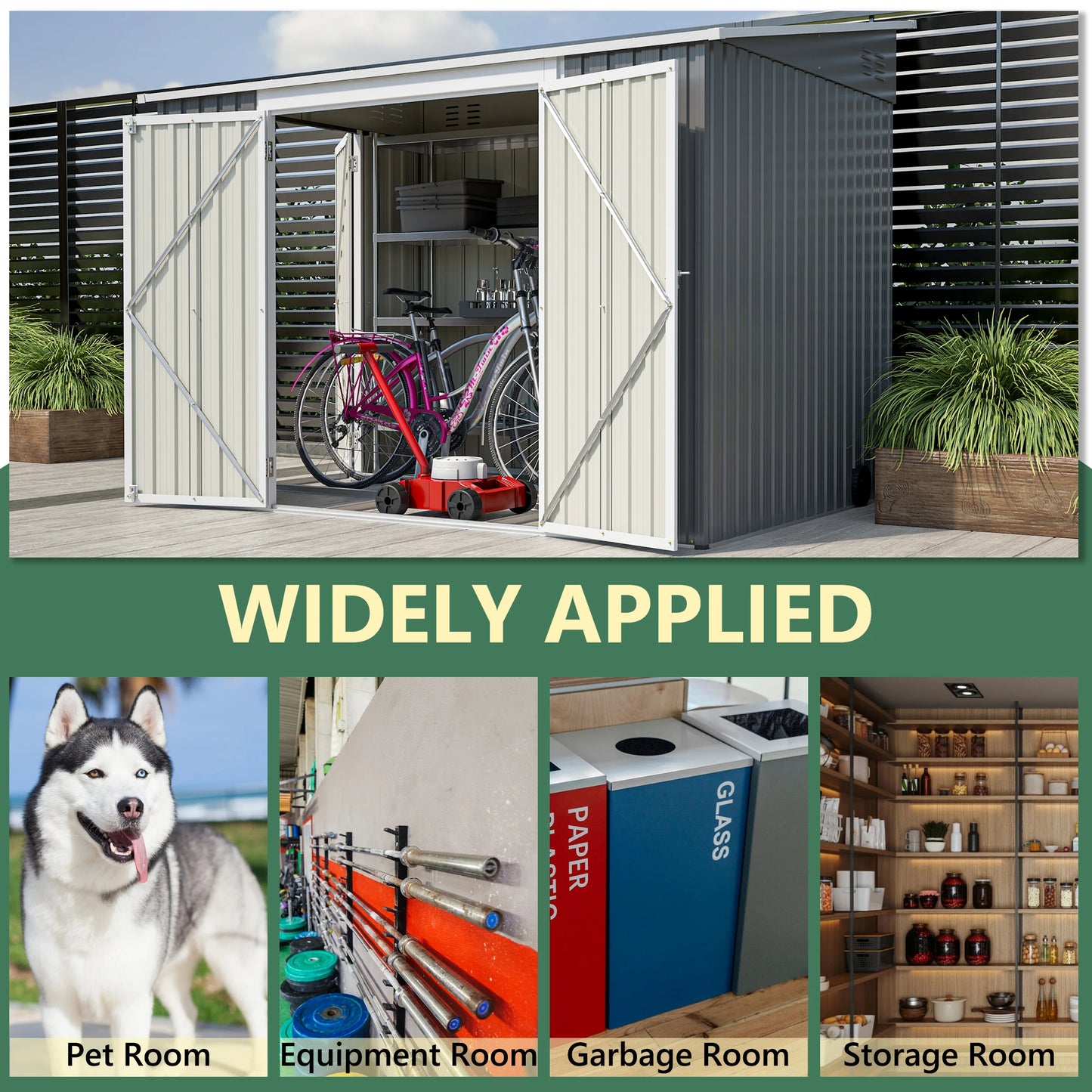 LZBEITEM Garden Tools Storage Shed With Lockable Doors