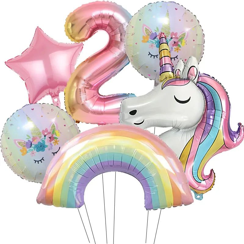 Unicorn Foil Number Balloon Birthday Party Decoration