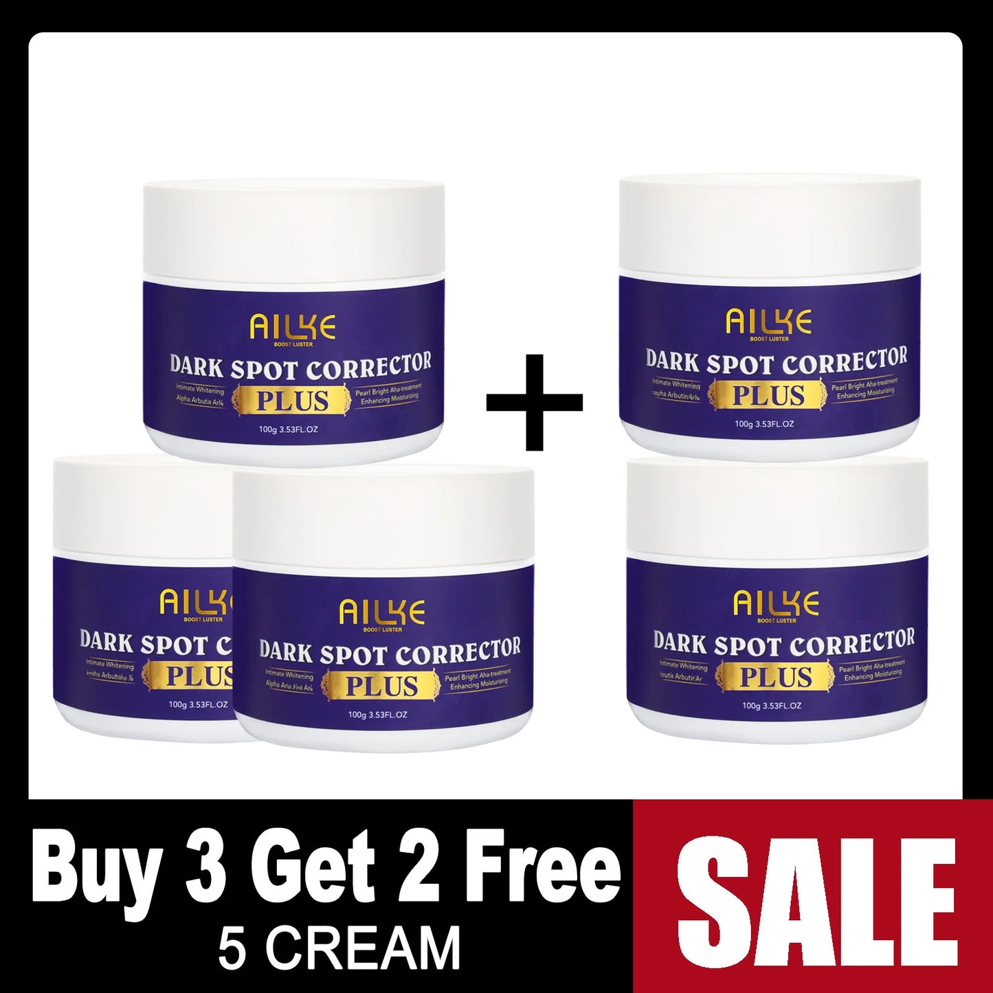AILKE Premium Skin Lightening Cream - Dark Spot Corrector for Uneven Skin Tone - Face, Body, Underarm, Knees, Elbows, Knuckle