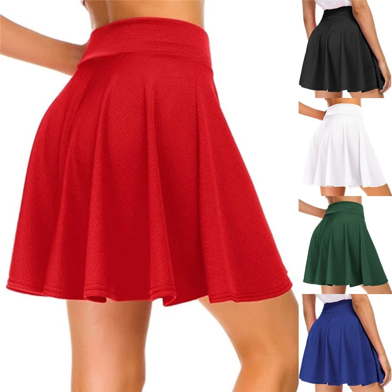 Dakunhui Women Stretchy Flared Mini Skirt Casual Skater