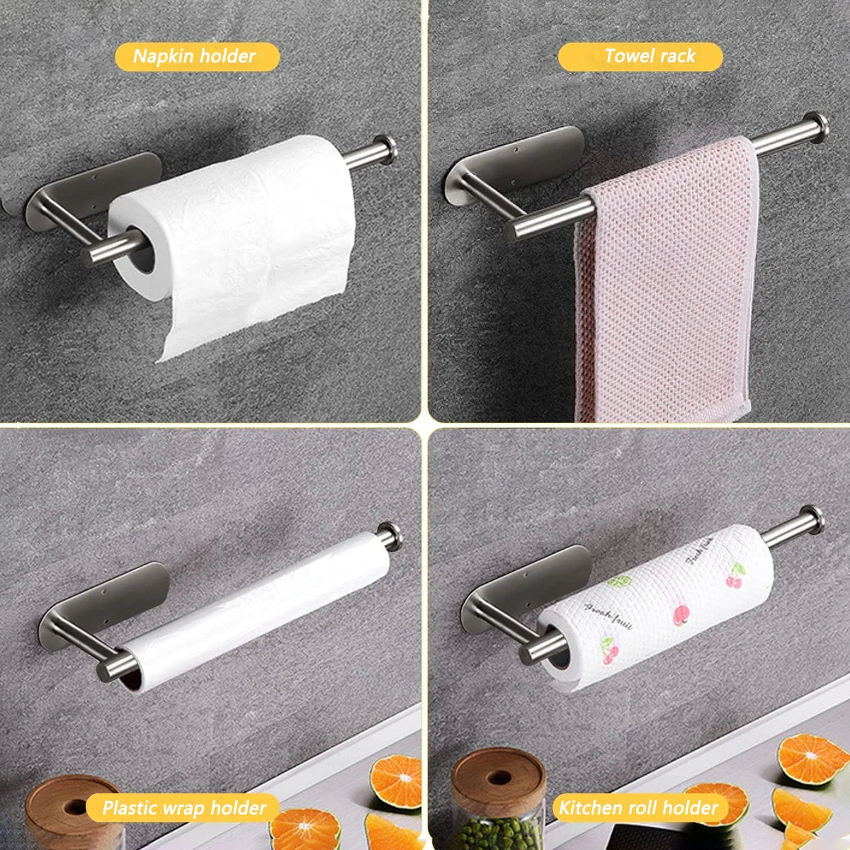 Paper Towel Holder Adhesive Wall Mount Kitchen Organizer