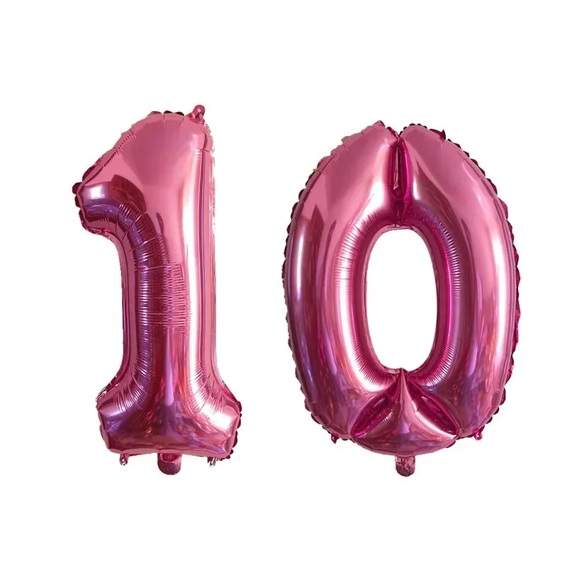32 Inch Helium Foil Number Balloons 10 11 12 13 14 15 Gold Silver Black Blue Red Birthday Party Decoration 32 Pcs
