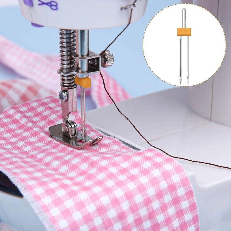 Double Twin Needles With Plastic Box For Household Sewing Machine