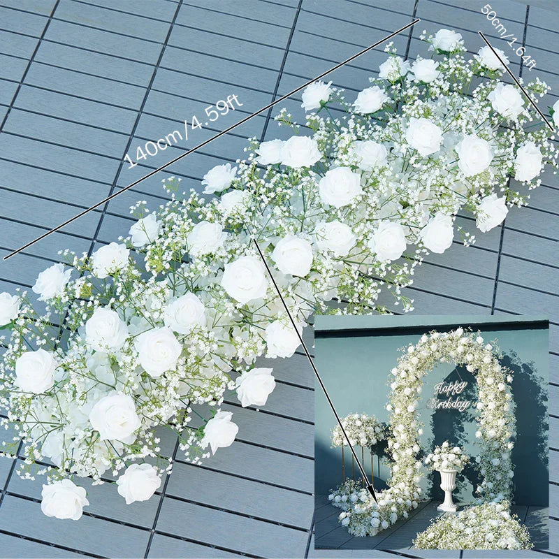 Angela Artificial Rose Baby Breath Wedding Floral Backdrop Decor