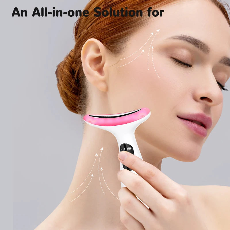7Color Neck Face Massager Facial Massager Tool for Skin Care at HomeVibrating Face Massager with ThermalsGalvanic Machines Black