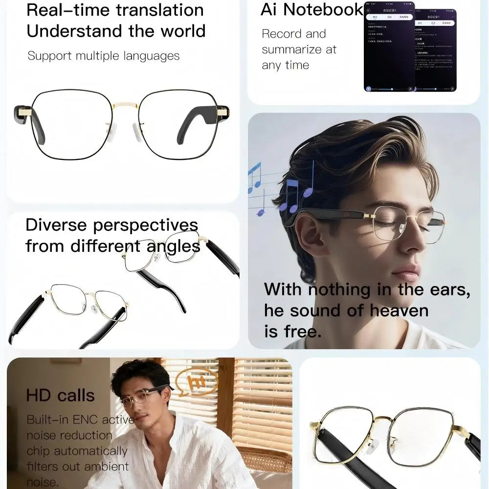 Giinova AI Smart Glasses Real Time Translation 160 Languages