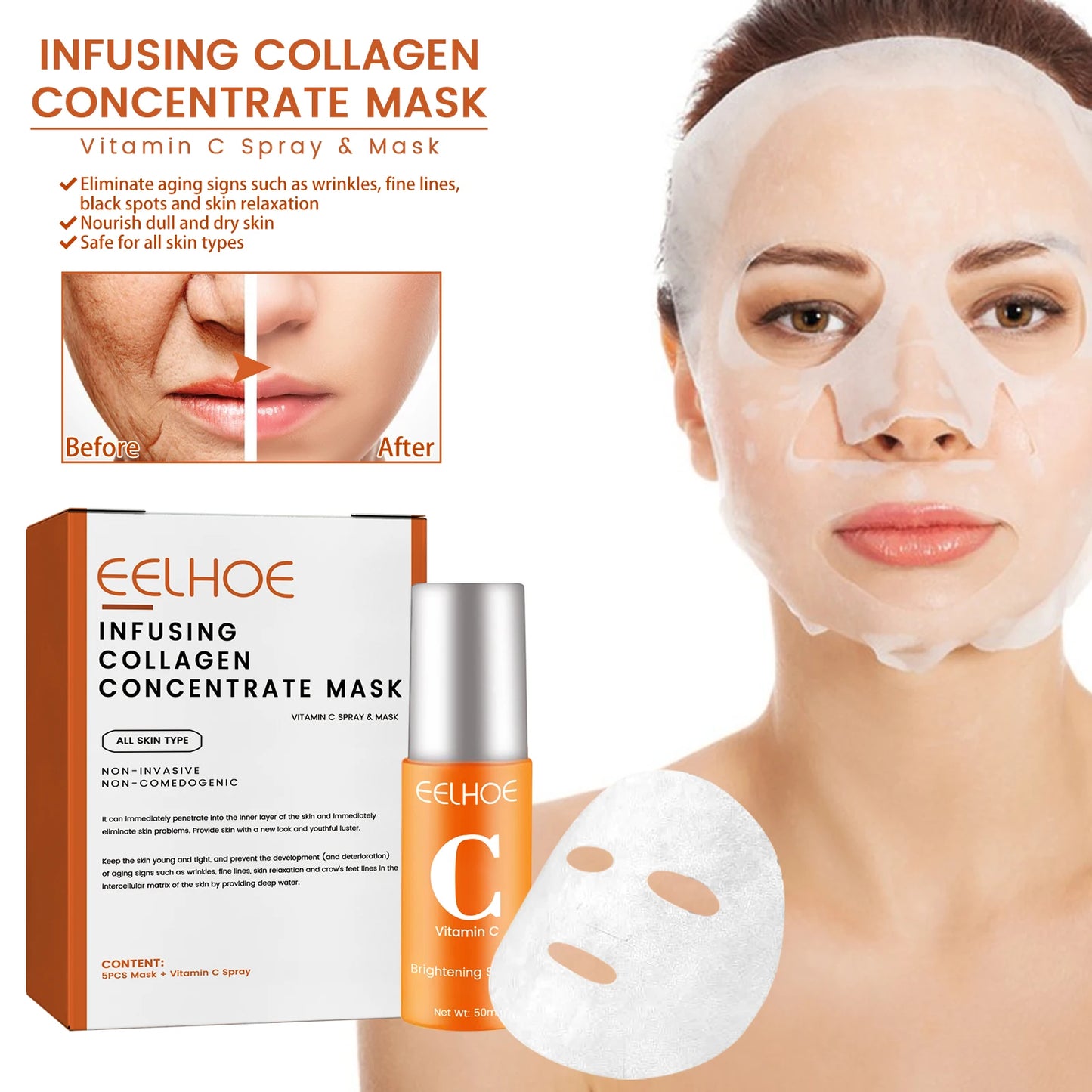 Eelhoe Collagen Mask Spray for Anti Aging Hydration and Brightening
