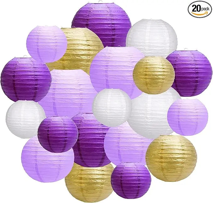 Paper Lanterns Party Decorations Hanging Lanterns For Graduation Bachelorette Purple Birthday Round Chinese Lanterns