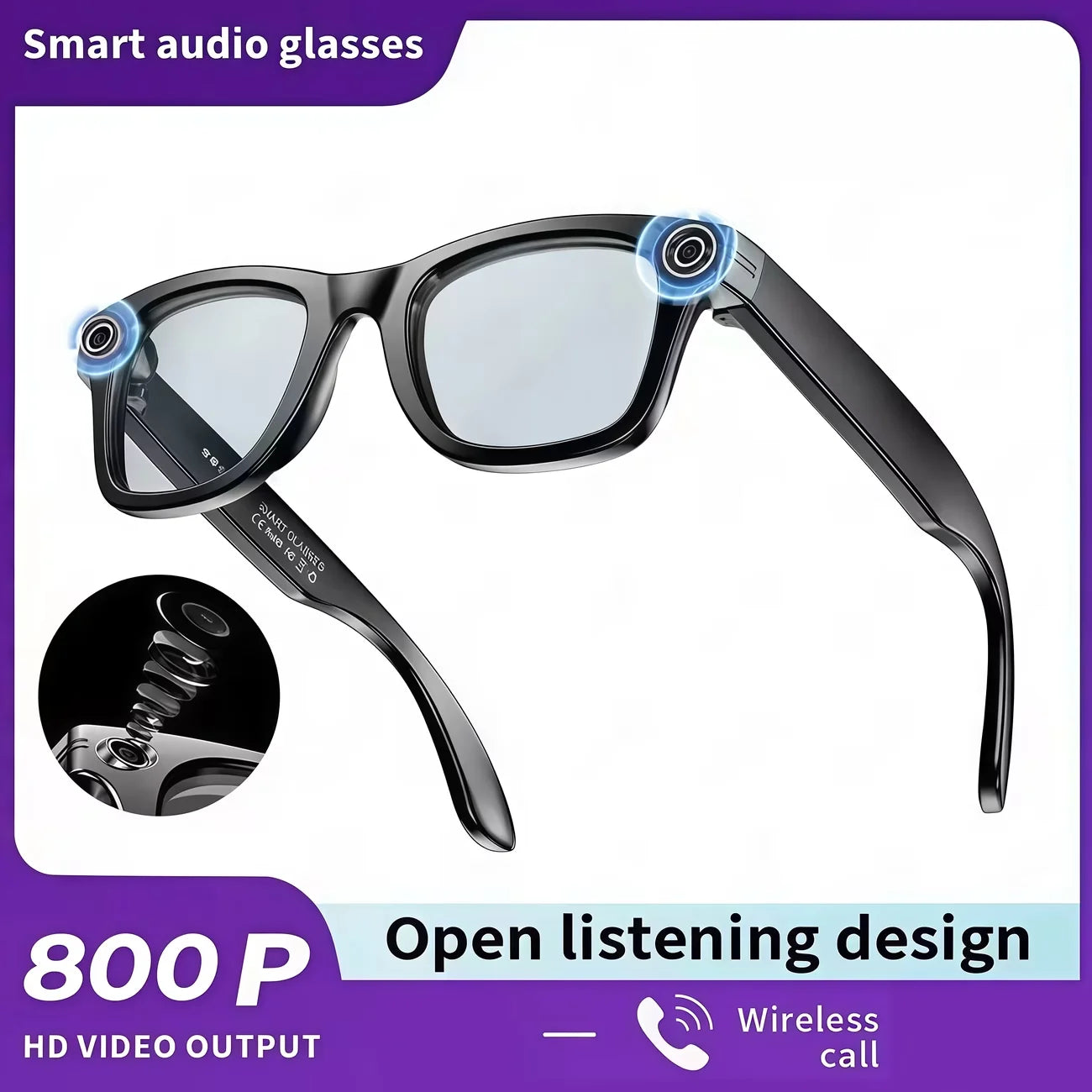 Giinova AI Smart Video Glasses With Camera For 8MP Photos