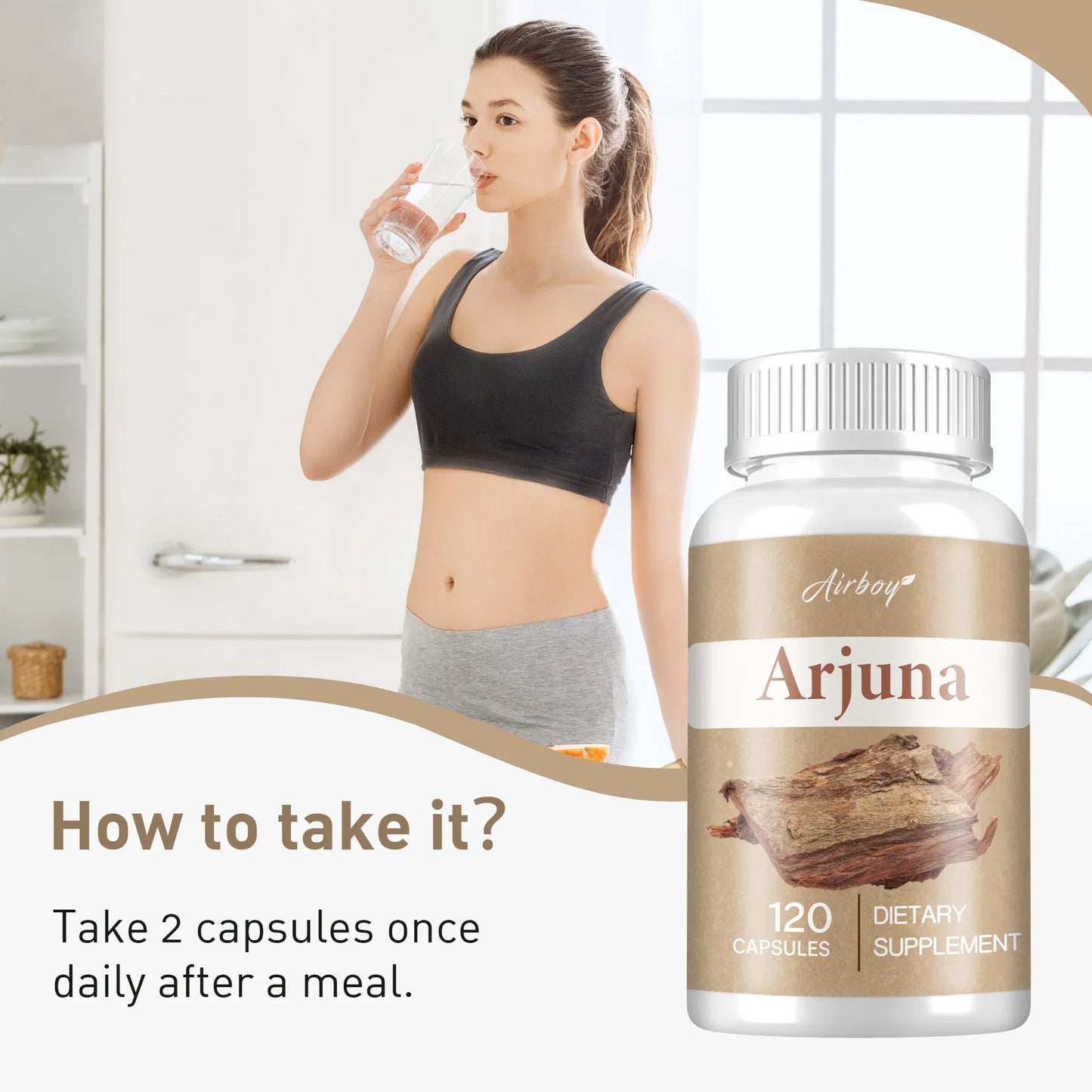 Arjuna Capsules - Improves Blood Circulation,Supports Cardiovascular Health, Antioxidant - 120 Capsules