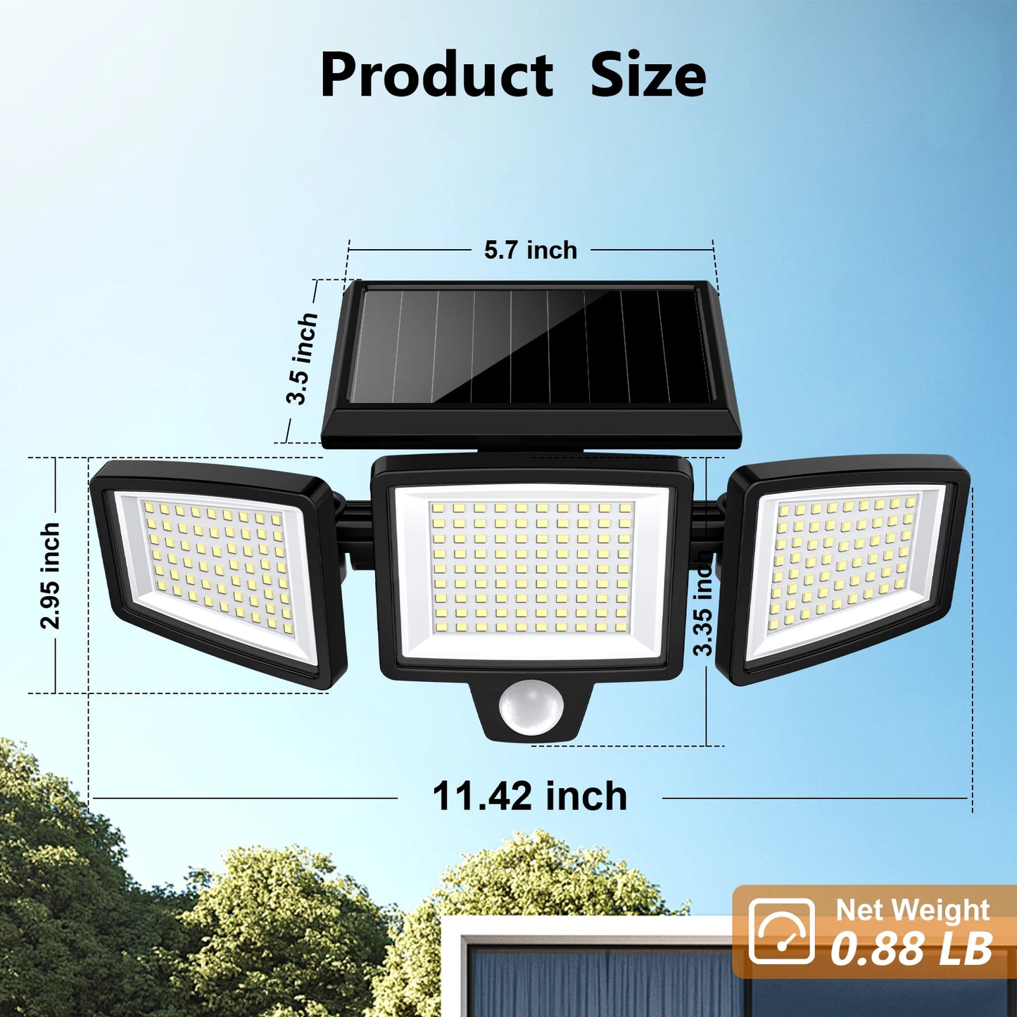 3 Pack Outdoor Solar Lights LED Motion Sensor Security Lights For Porch Garage Yard Entrance Patio