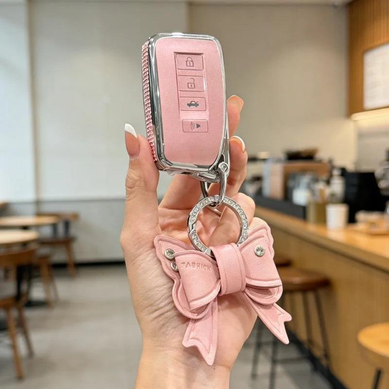 [ Side Diamonds ] 4 Buttons TPU Car Key Case Cover Shell Fob for Lexus ES250 / ES300h / ES350 RX300 / RX350 / RX450h NX300 / NX3
