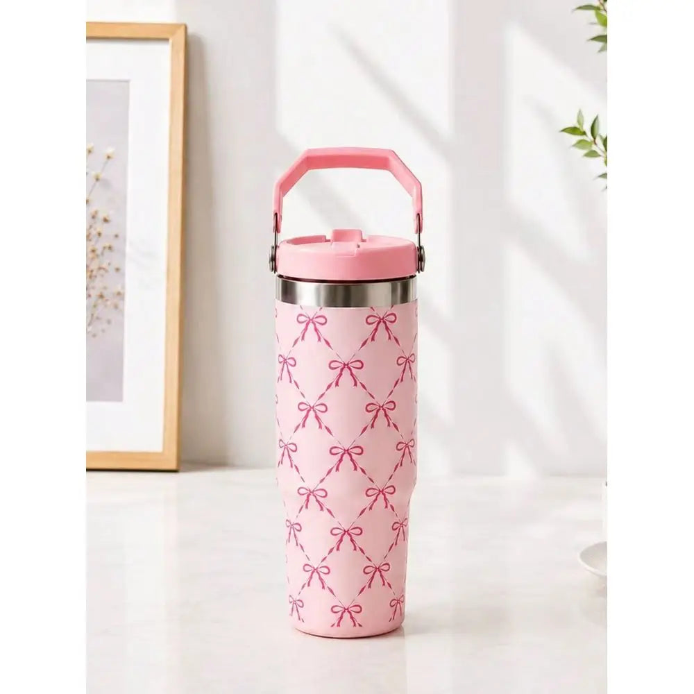 Stainless Steel Vacuum Insulated Tumbler With Handle And Straw
