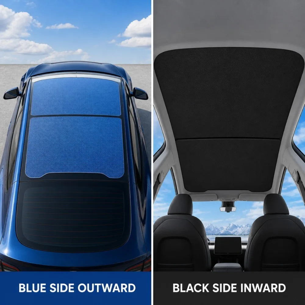 Ice Blue Roof Sunshade for Tesla Model 3 2017-2026 – Panoramic Glass Roof Sun Protection Cover, Interior Shade with Storage Bag