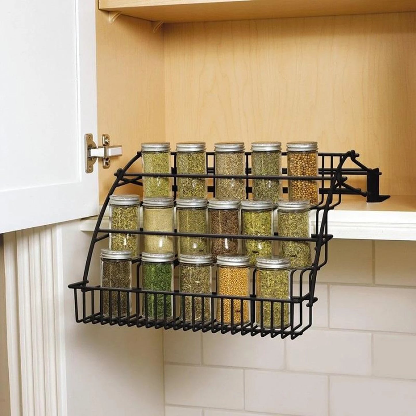Three Tier Kitchen Spice Rack Organizer Pull Down Cabinet Shelf