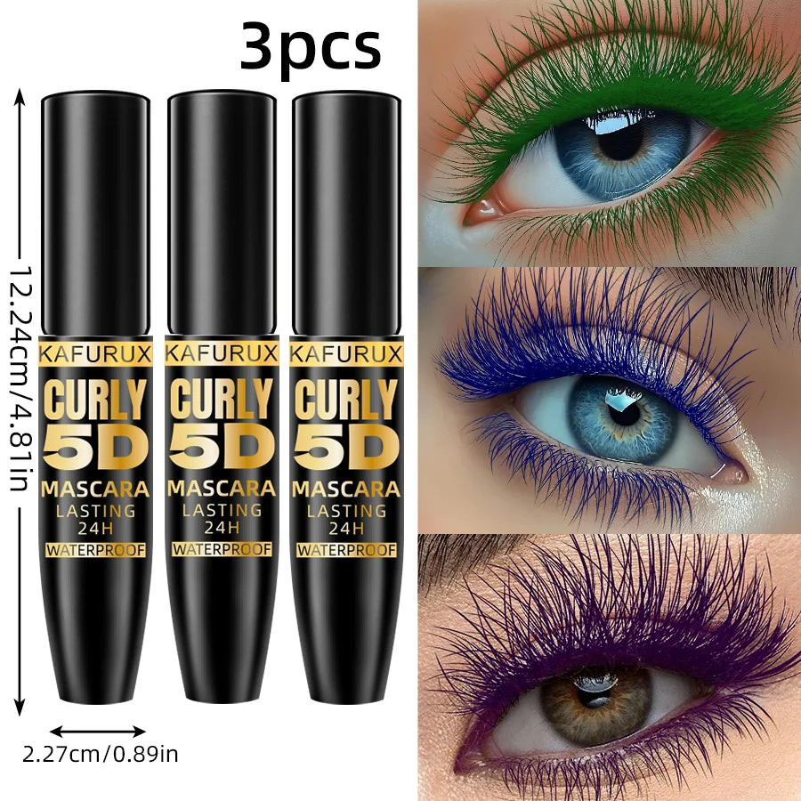 3pcs Color Eyelash Mascara Thick Curl Waterproof Natural Eyelash Long Lasting Blue Green Purple Eye Makeup Korean Cosmetics for Women Gifts