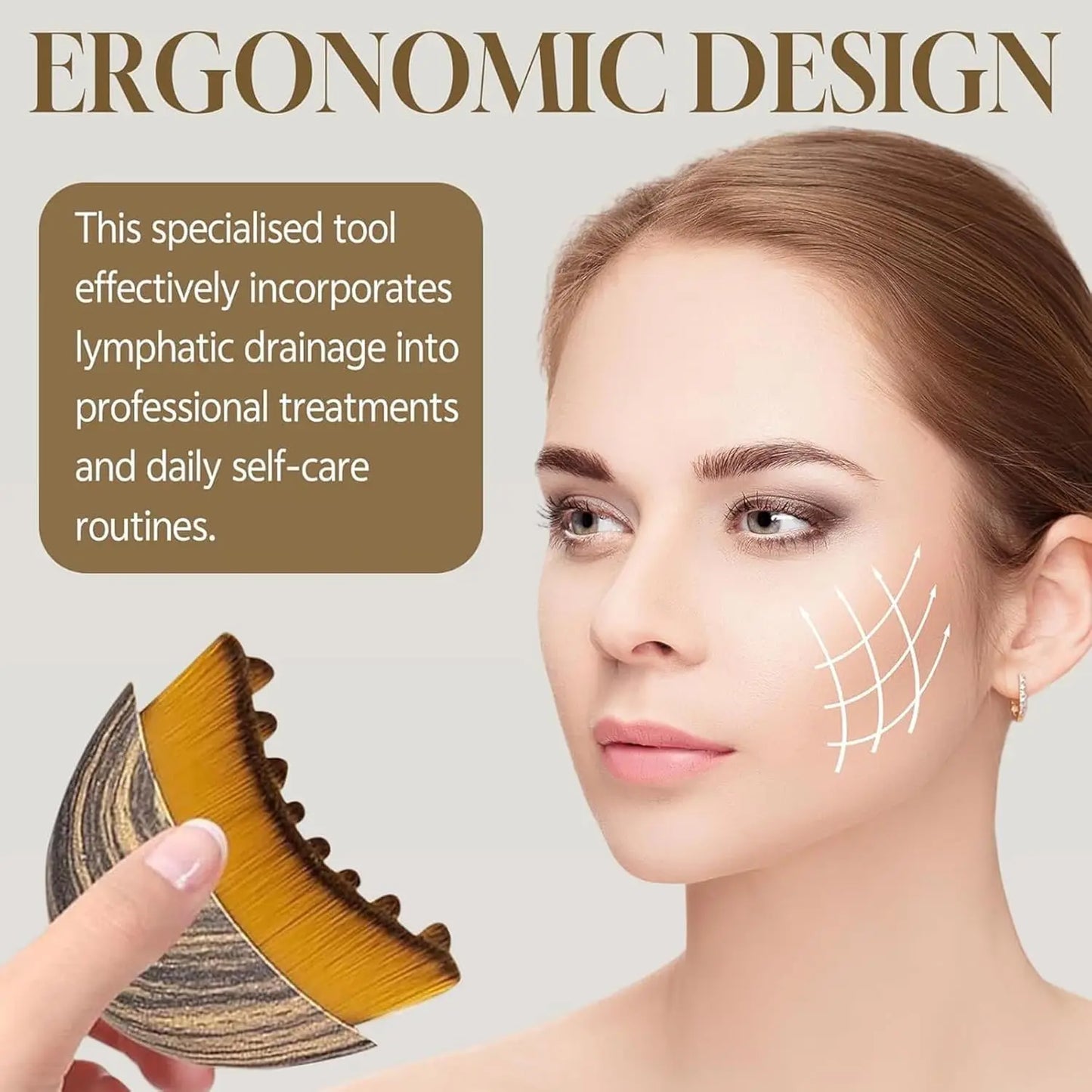Lymphatic Contour Face Brush, Lymphatic Drainage Massager Facial Massager Face Chin Skin Sculpting Tool for Face,Ergonomically