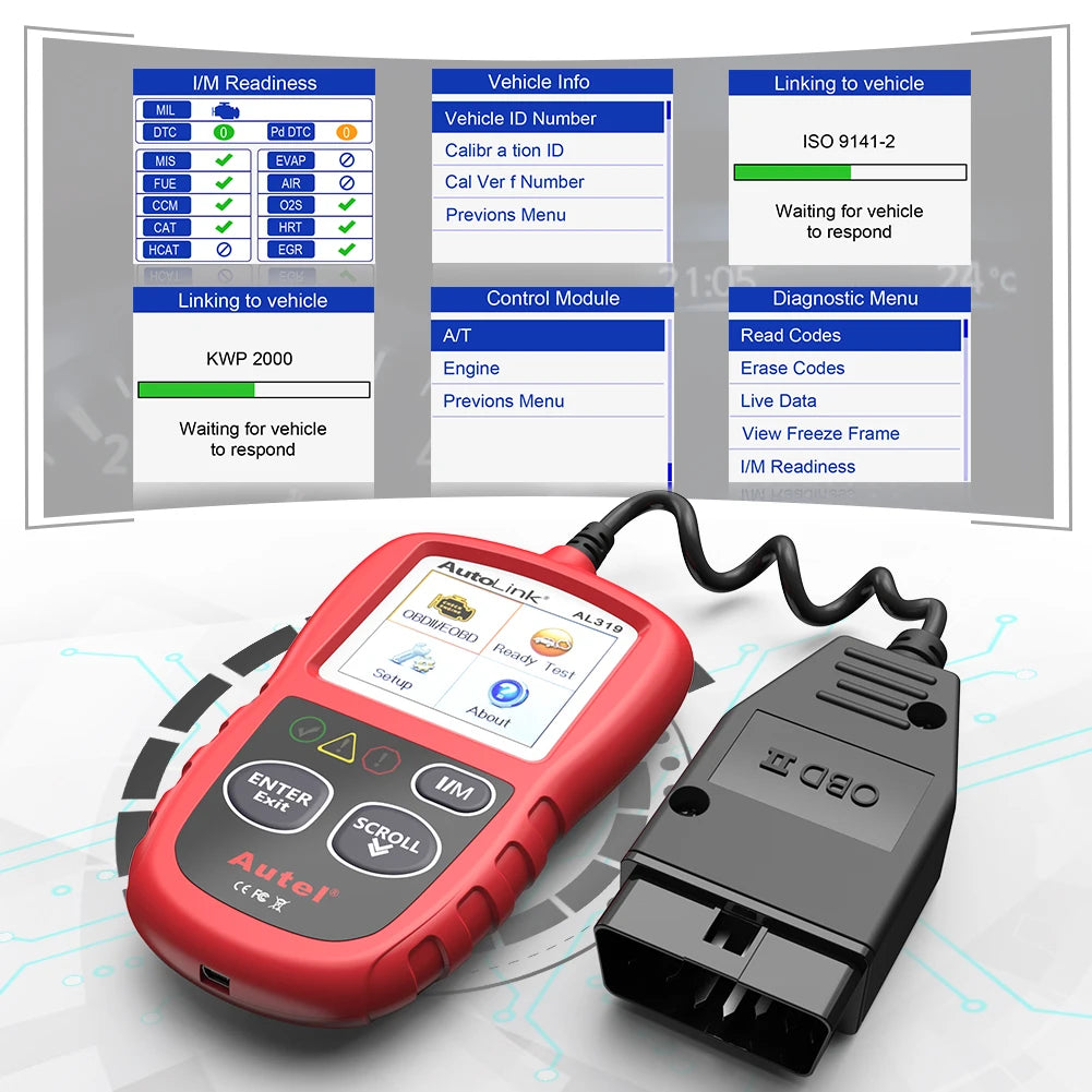 Autel AL319 OBD2 Code Reader Car Diagnostic Tool OBDII Scanner