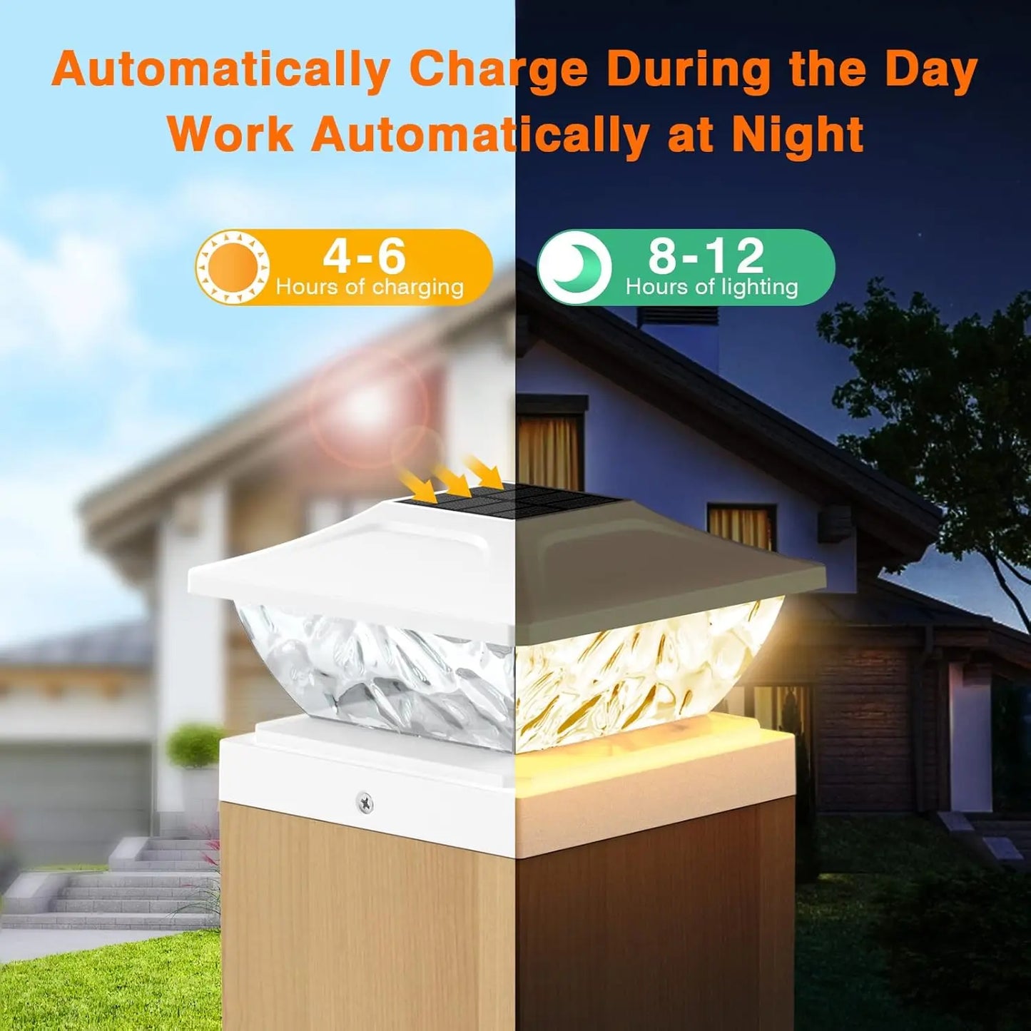 4 6 8 12 Pack Solar Post Lights 2 Mode Bright White Solar Powered Deck Lights For 4x4 4.5x4.5 5x5 Posts Garden Decor