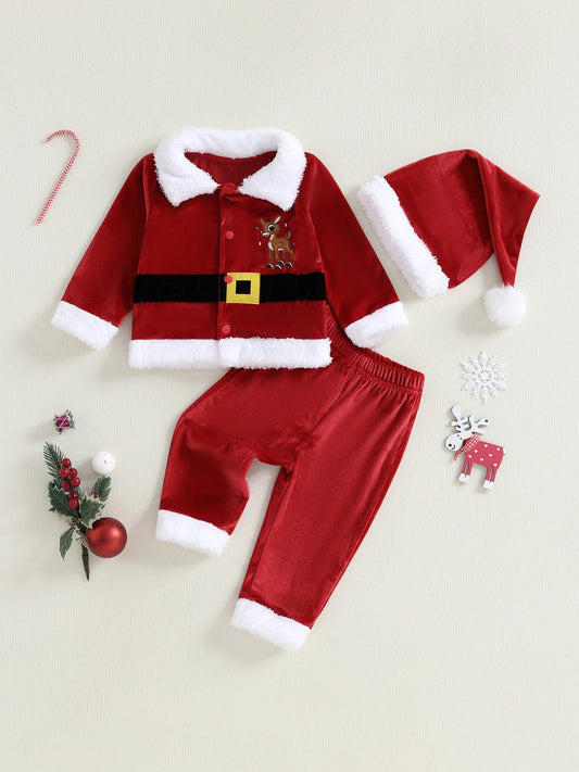 Guangdong Santa Velvet Kids Outfit Reindeer Coat Hat Set