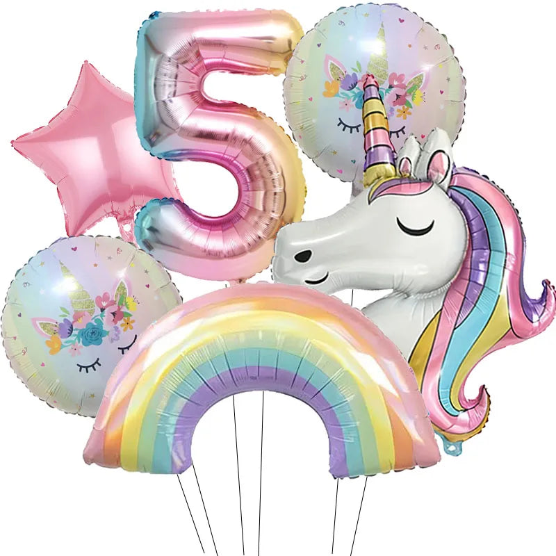 Unicorn Foil Number Balloon Birthday Party Decoration