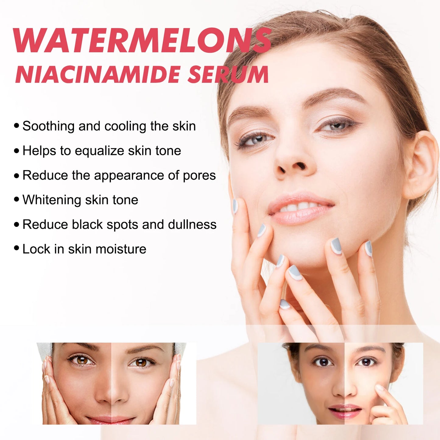 EELHOE 60ml Watermelon Facial Serum Nourish Brightening Even Skin Tone Moisturizing Acne Melanin Removal Smooth Korean Skin Care