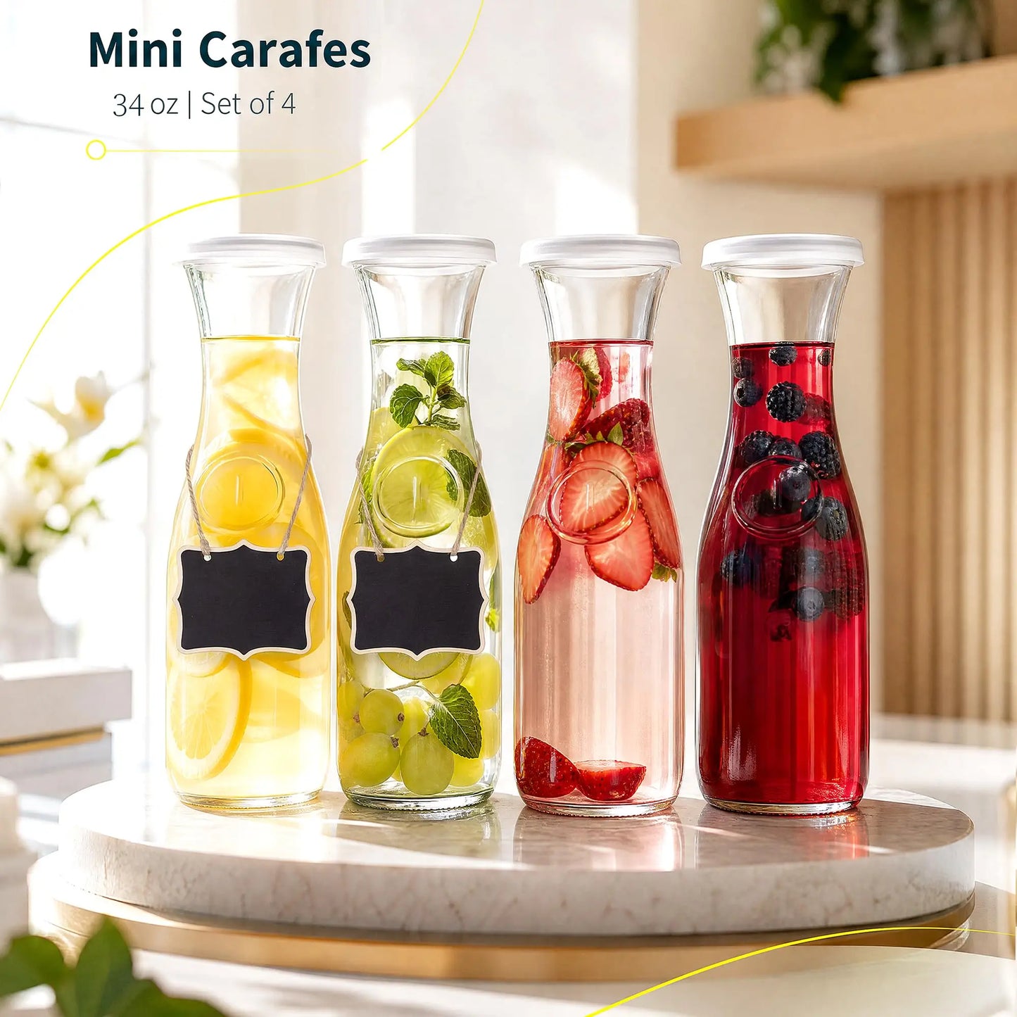 Glass Pitcher With Lid For Beverages And Cold Drinks