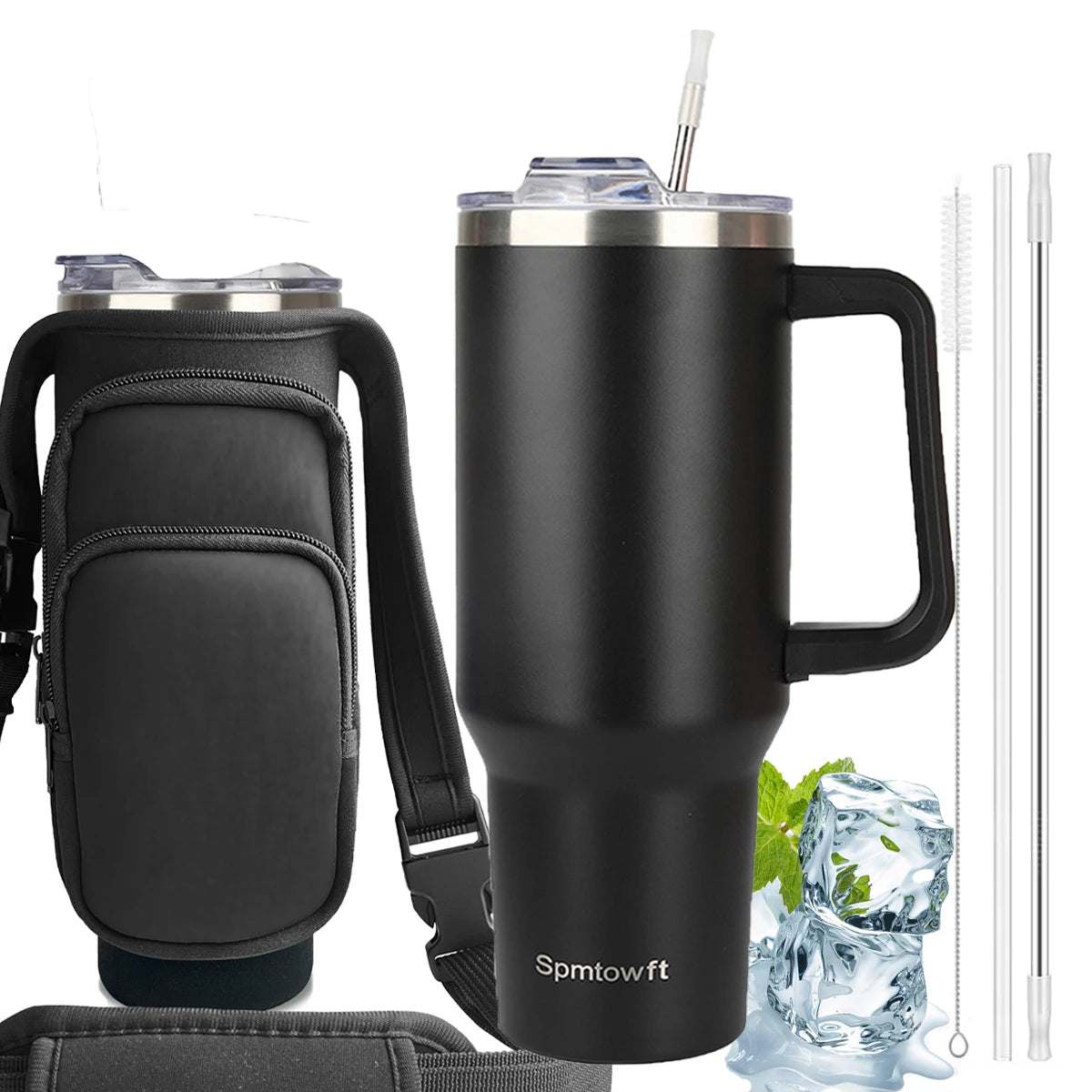 Double Wall Stainless Steel Insulated Tumbler With Handle