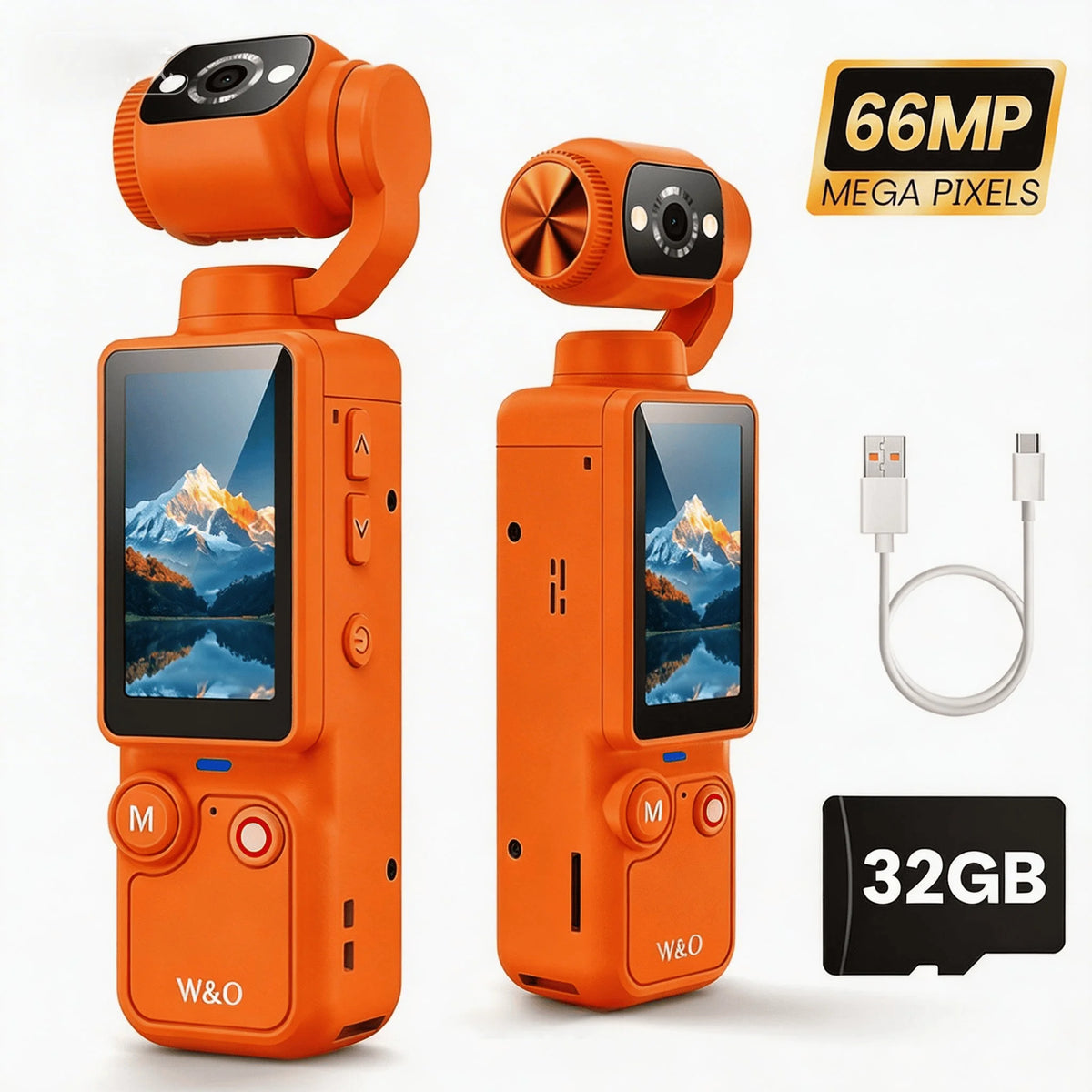 W&O Portable Digital Camera With Rotating Lens and Night Shooting