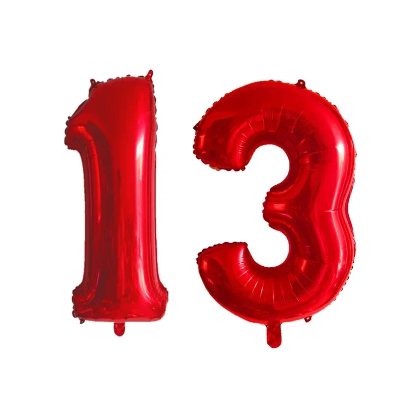 2 Pcs 32 Inch Helium Foil Number Balloons In Gold Silver Black Blue Red For Birthday Party Decoration 10 11 12 13 14 15