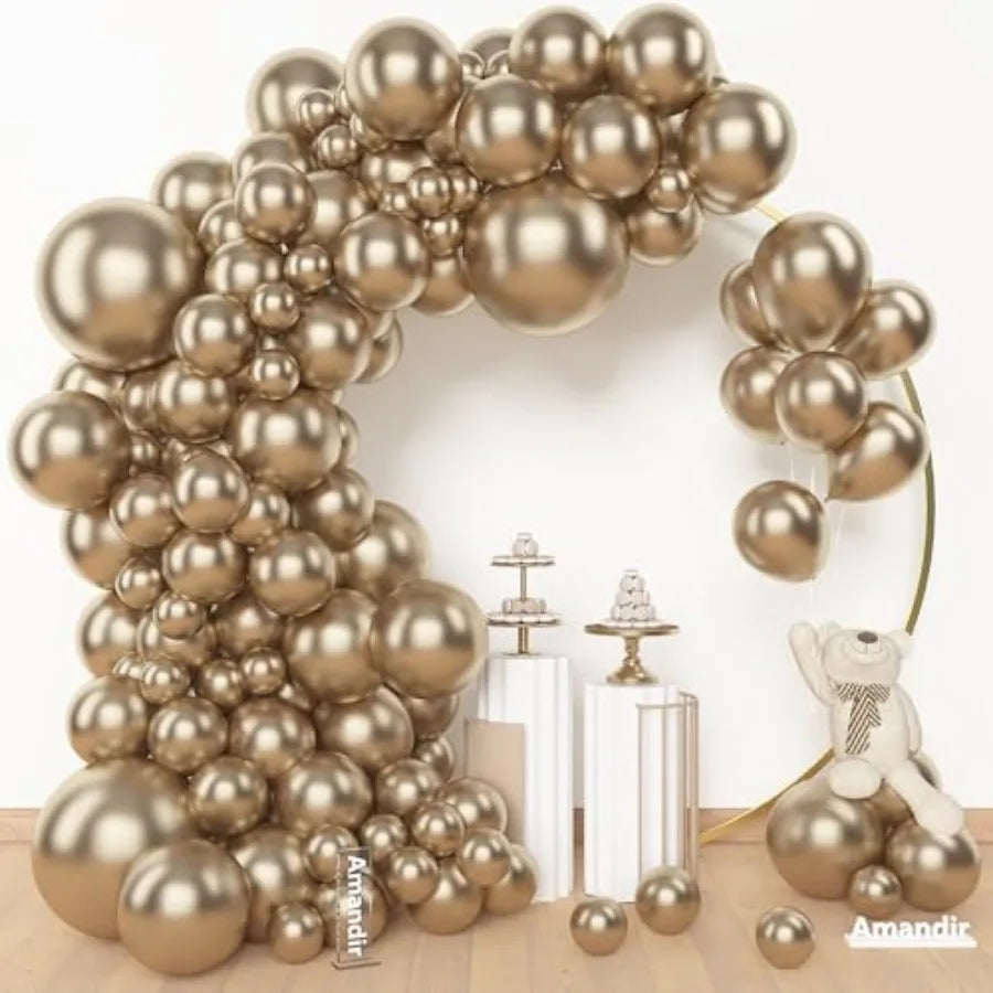 153pcs Balloon Garland Arch Kit, Different Sizes 18 12 10 5 inch Latex Metallic Confetti Gold Balloons Baptism Birthday Boho Ba