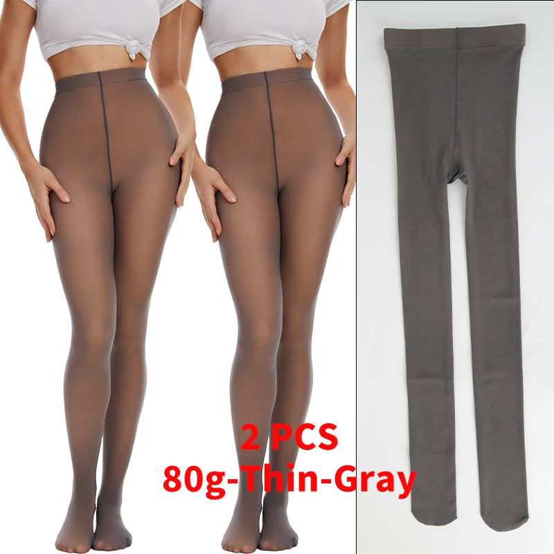 Women Thermal Fleece Tights High Waist 2 Pack Leggings