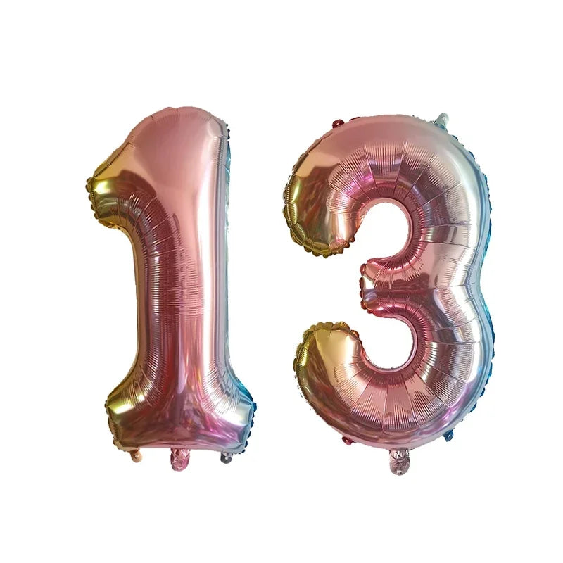 2 Pcs 32 Inch Helium Foil Number Balloons In Gold Silver Black Blue Red For Birthday Party Decoration 10 11 12 13 14 15