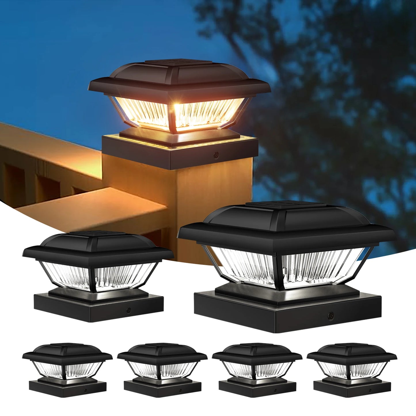 6 Or 12 Pack Solar Post Cap Lights For 3.5x3.5 To 5.5x5.5 Posts White Or Black LED Solar Garden Fence Deck Yard Lighting