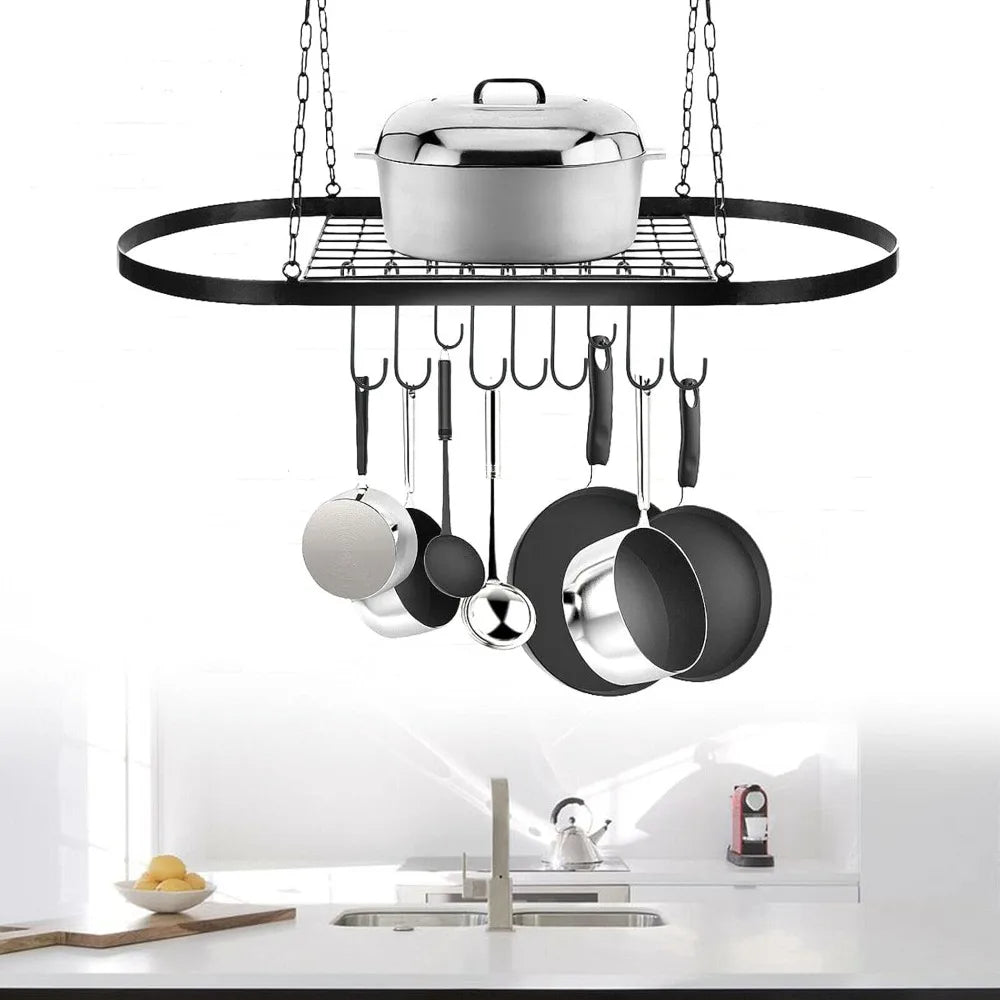 Bymaocar Decorative Wall Mounted Pot Pan Rack With Hooks