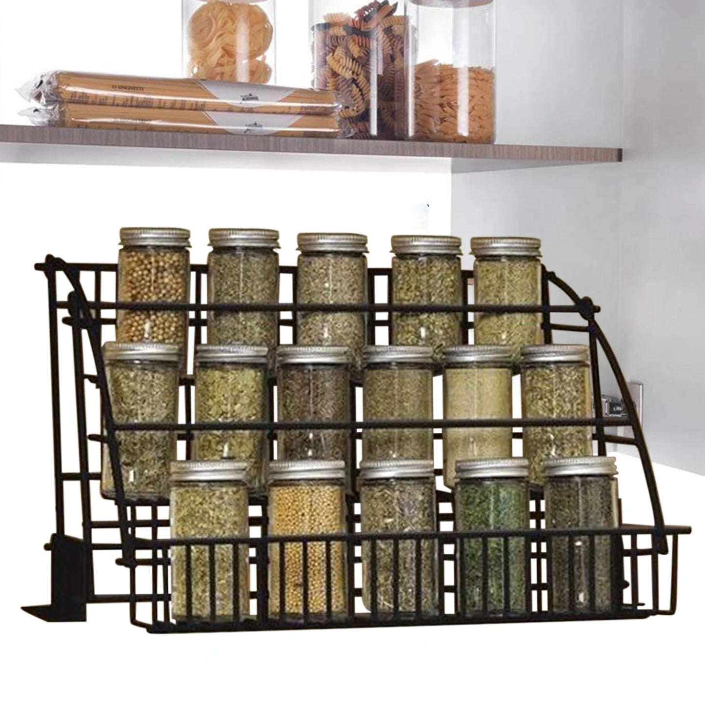 Three Tier Kitchen Spice Rack Organizer Pull Down Cabinet Shelf