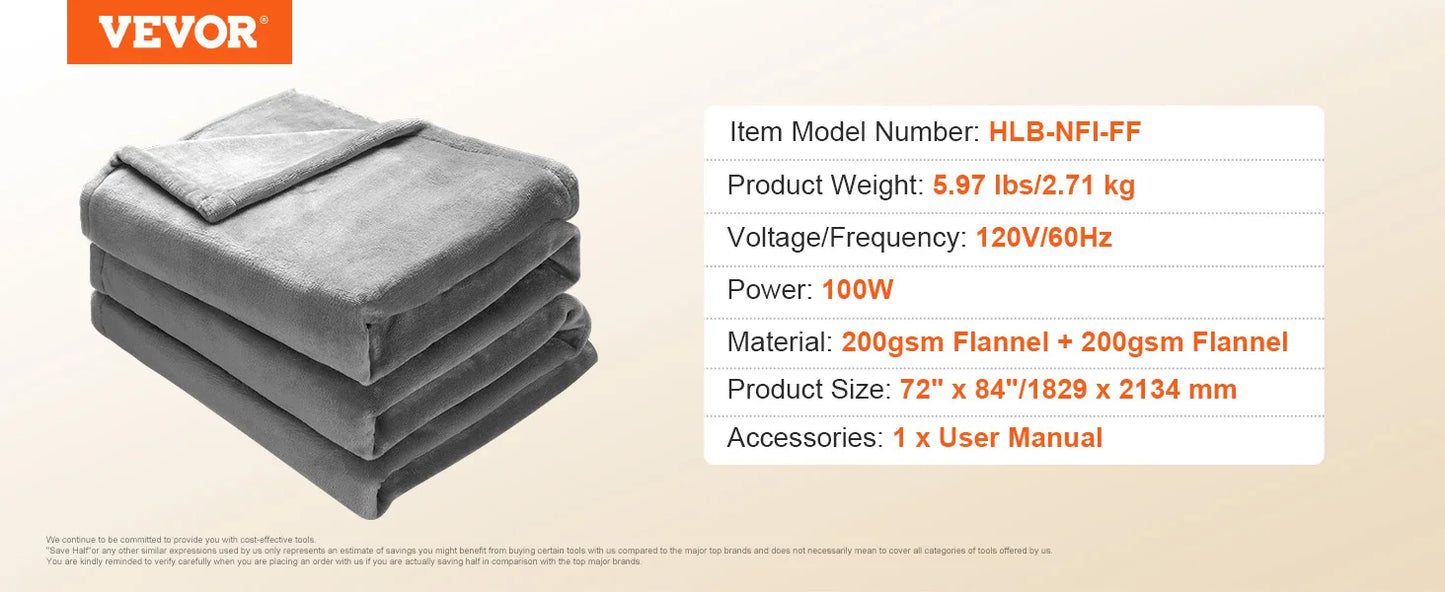 SucceBuy Heated Blanket Throw Flannel Sherpa 3 Hour Auto Off