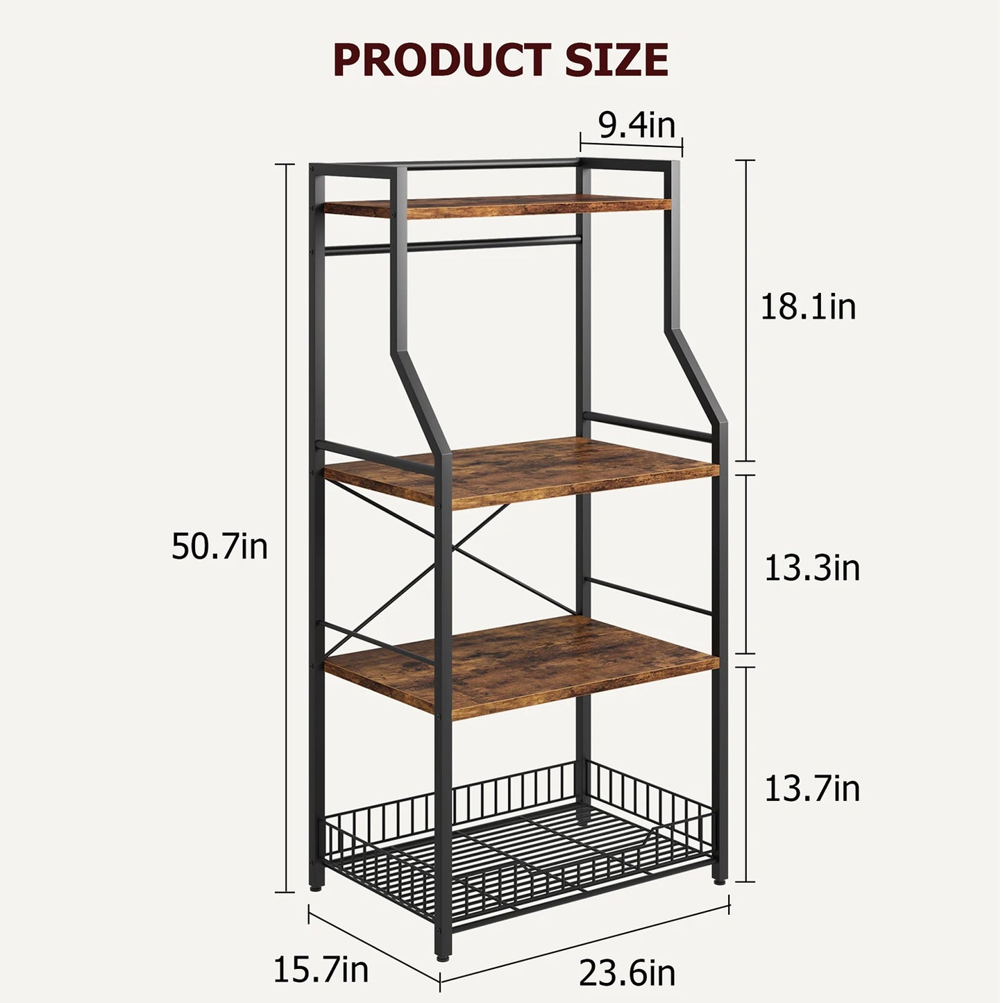 Twister.CK Kitchen Bakers Rack With Microwave Stand 4 Tier Storage