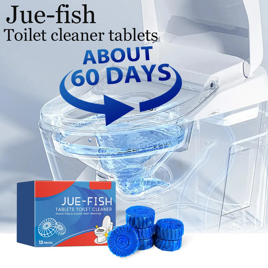 Jue-fish Blue Toilet Cleaner Tablets for Remove Yellow Stains Descale Reduce Bad Odors Refreshing Toilet Bowl Cleaner Tablets