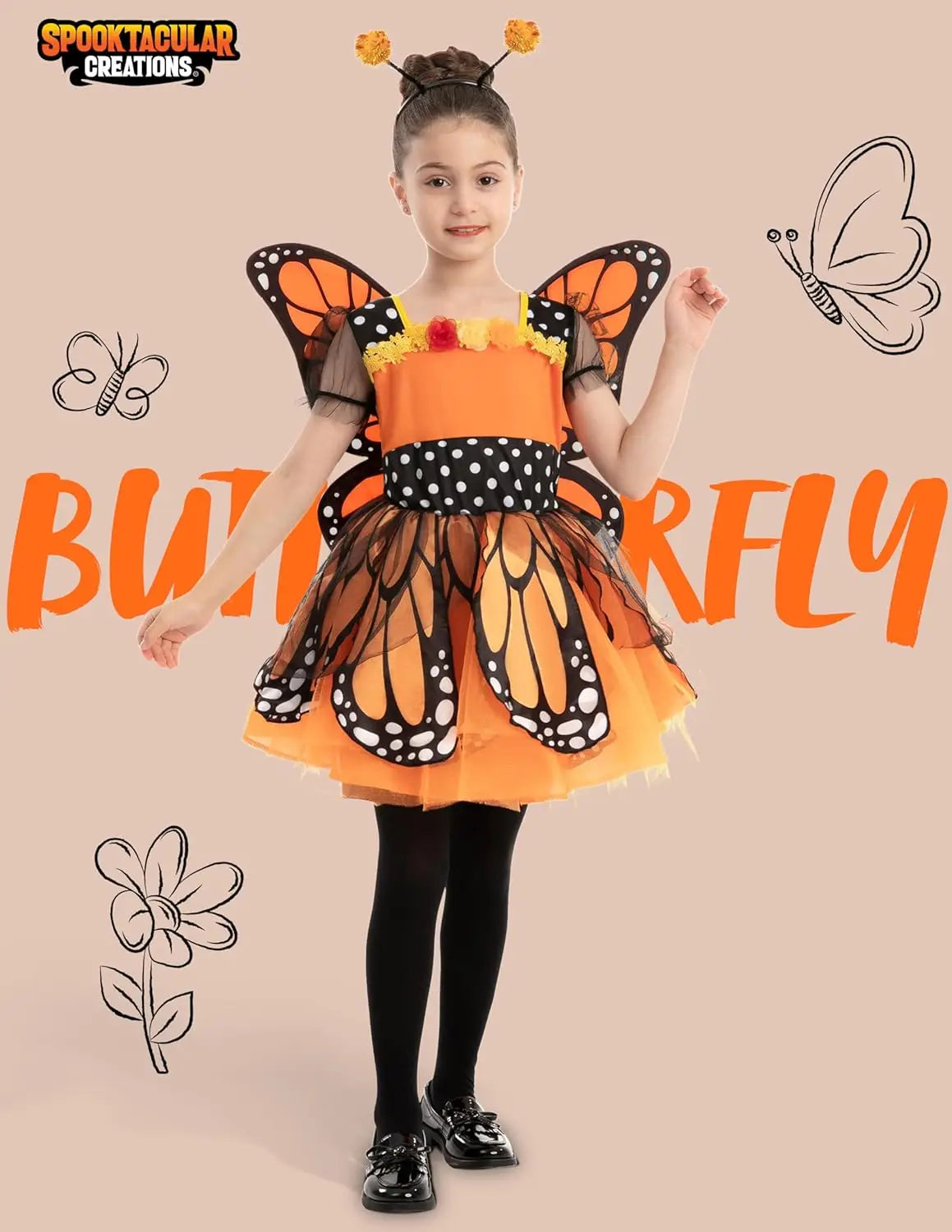 Joyfy Butterfly Costume for Girls With Wings and Headband