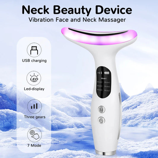 7Color Neck Face Massager Facial Massager Tool for Skin Care at HomeVibrating Face Massager with ThermalsGalvanic Machines Black
