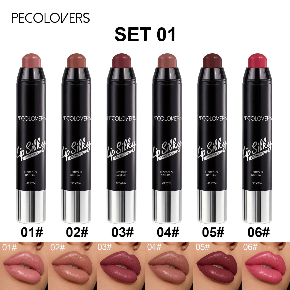 6PCS/SET Hydrating Lipstick Crayon Kit, 2-in-1 Natural Lip and Cheek Color, Soft Creamy Texture, Easy Blend Lightweight Formula, Moisturizing Lip Care for Daily Wear, Portable Makeup Pen Set