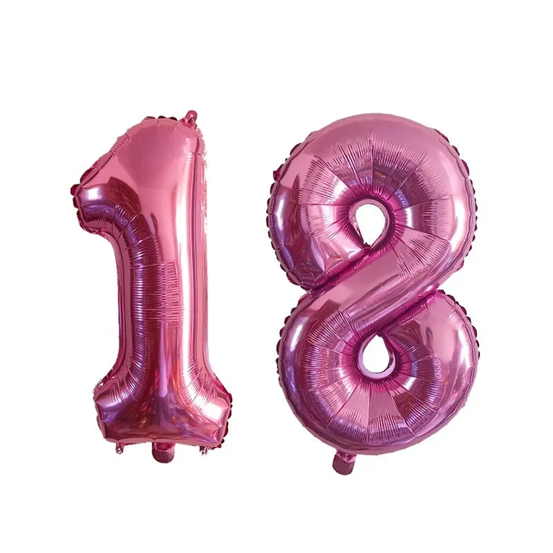 2 Pcs 32 Inch Helium Foil Number Balloons In Gold Silver Black Blue Red For Birthday Party Decoration 10 11 12 13 14 15