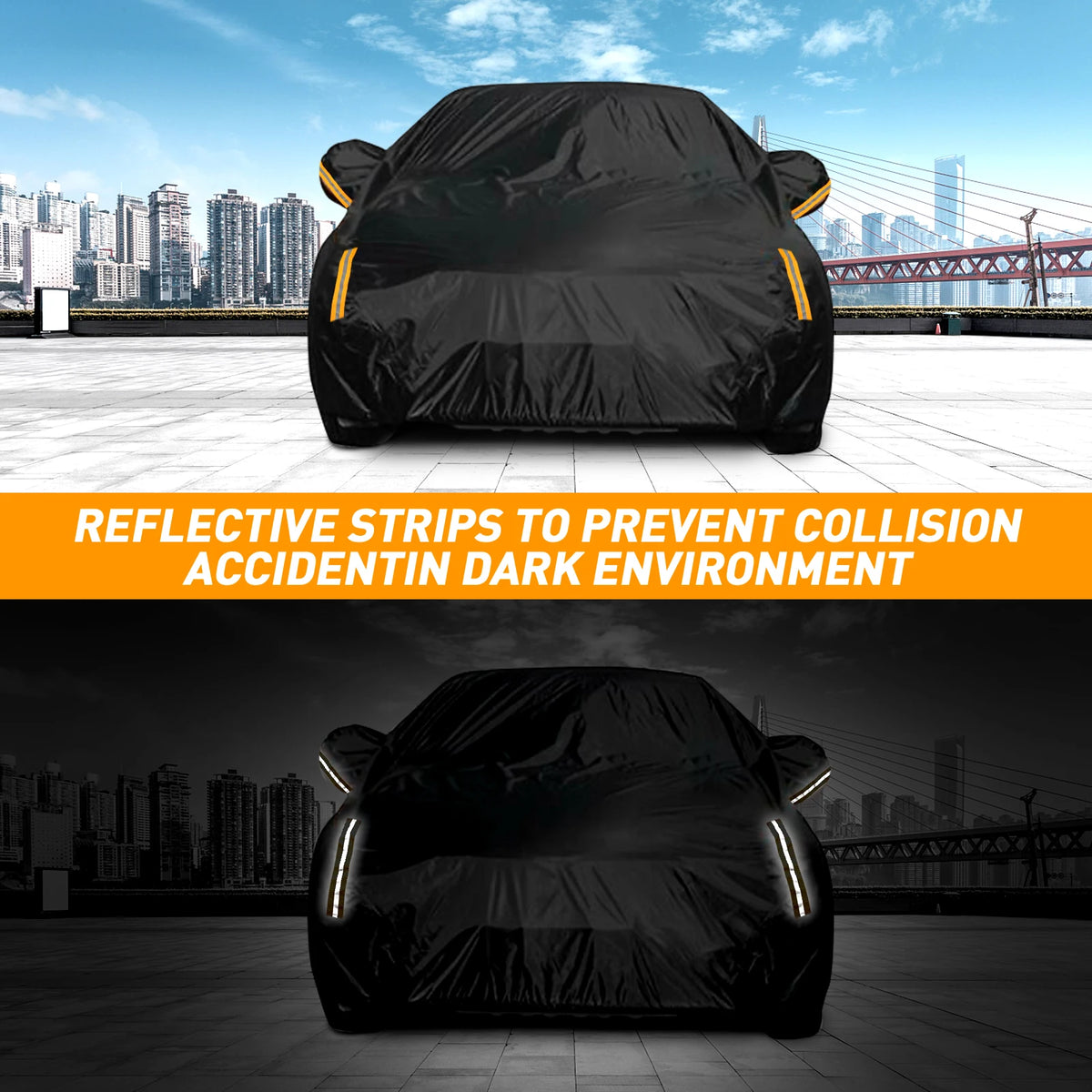 NEVERLAND Car Cover Outdoor Waterproof UV Snow Dust Resistant Black 210D Universal Auto Exterior Styling All Weather for Sedan 183''L X 70''W X 59''H