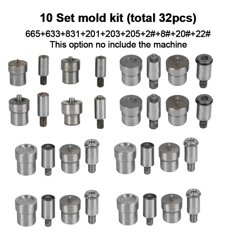 WUTA Hand Press Button Installation Machine Manual Press Grommet Eyelet Installer Tools Snap Fastener Metal Mold Mute Craft Tool