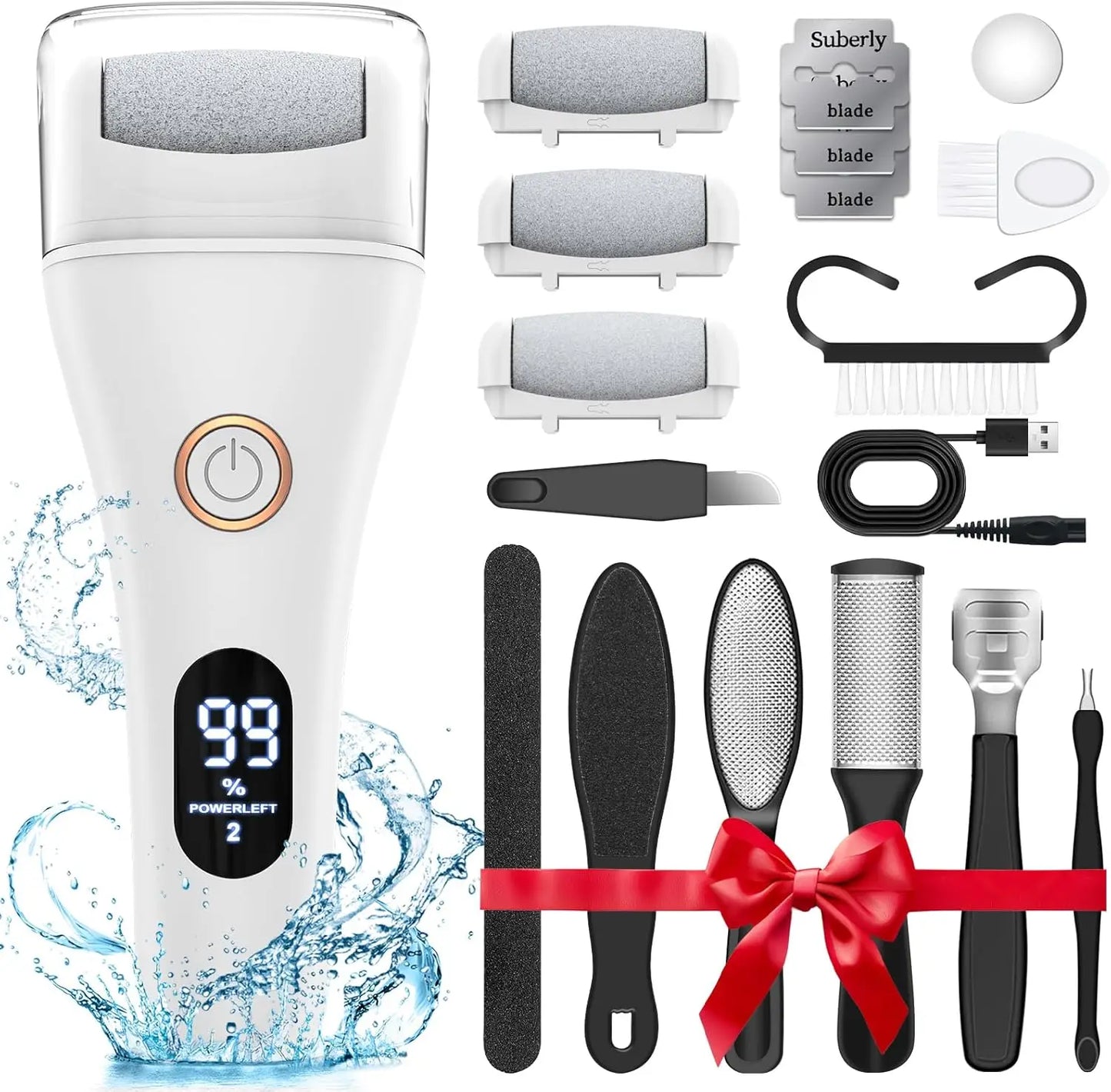 Electric Foot File Adjustable 3 Speed Foot Callus Remover with 16 in 1 Pedicure Tools Professional Foot Care, to Remove Dead