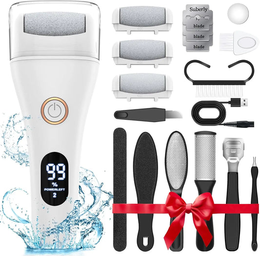 Electric Foot File Adjustable 3 Speed Foot Callus Remover with 16 in 1 Pedicure Tools Professional Foot Care, to Remove Dead