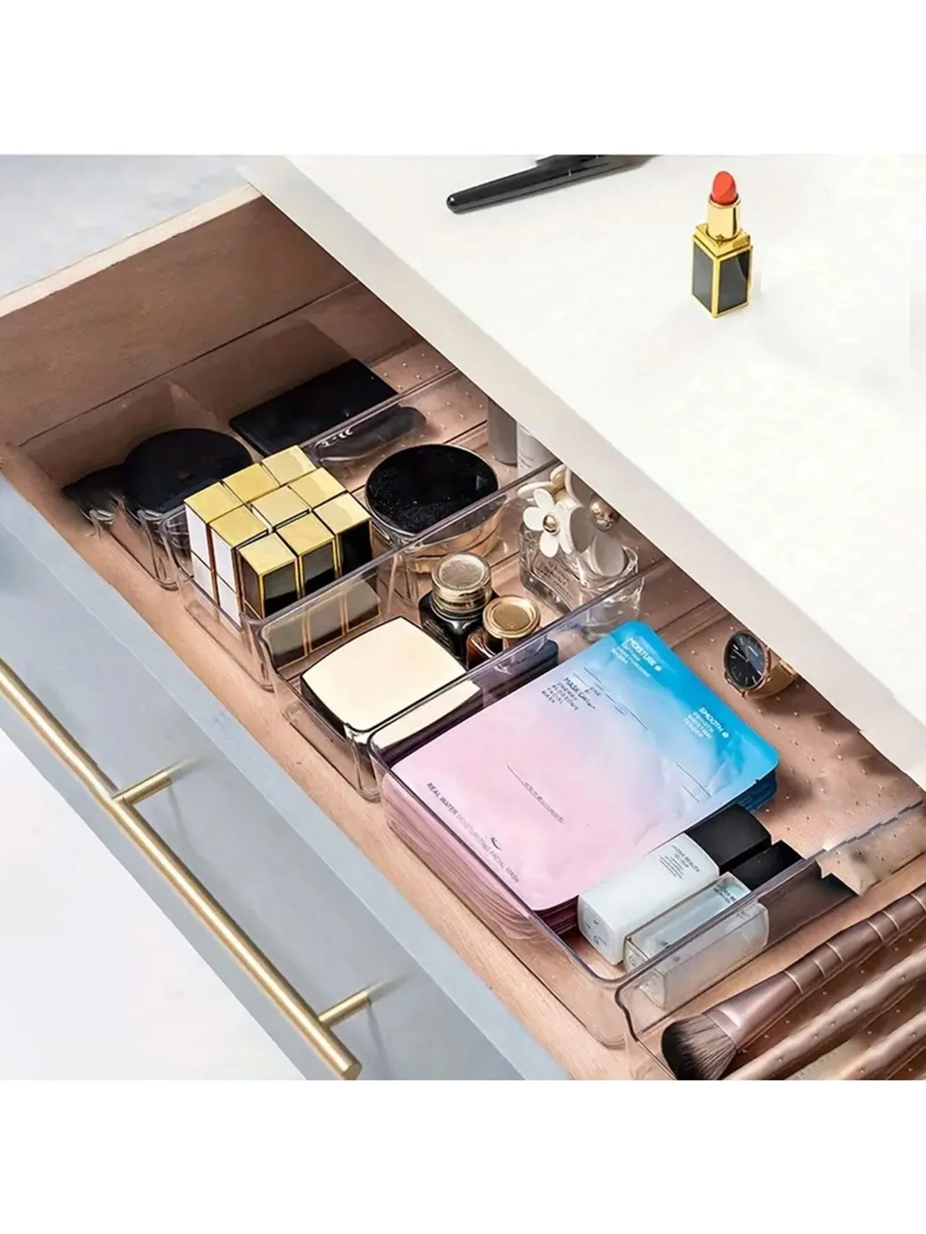 Drawer Storage Box Set 44pcs Transparent Plastic Organizer