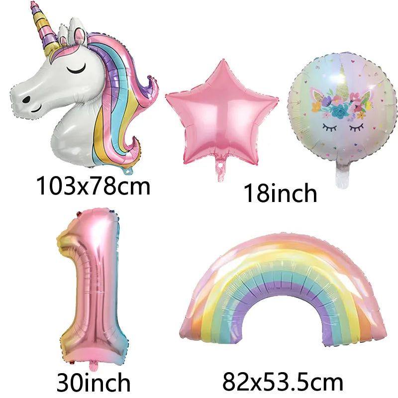 Unicorn Foil Number Balloon Birthday Party Decoration