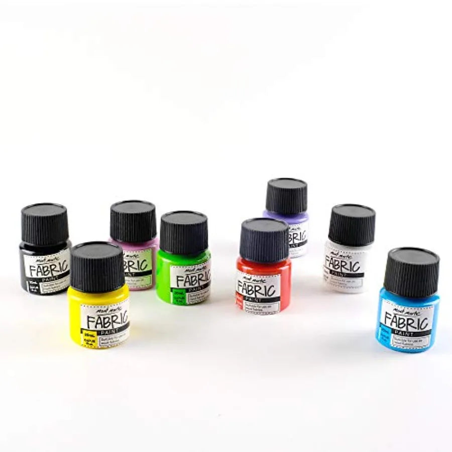 Permanent Fabric Paint Set 8 x 20ml Vivid Colours for Textile, Fabric, T-Shirt, Canvas, Wood, Ceramic, Glass